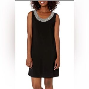 R&M RICHARDS Black Cocktail Dress W Embellishment at Neckline Women's Size 14
